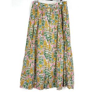 NWOT J. Crew Liberty of London Floral Button Front Maxi Skirt Pink Orange 6